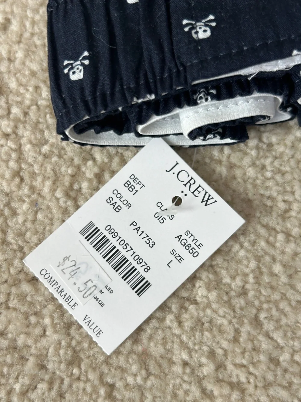 NWT J. Crew Skull and Crossbones boxers L